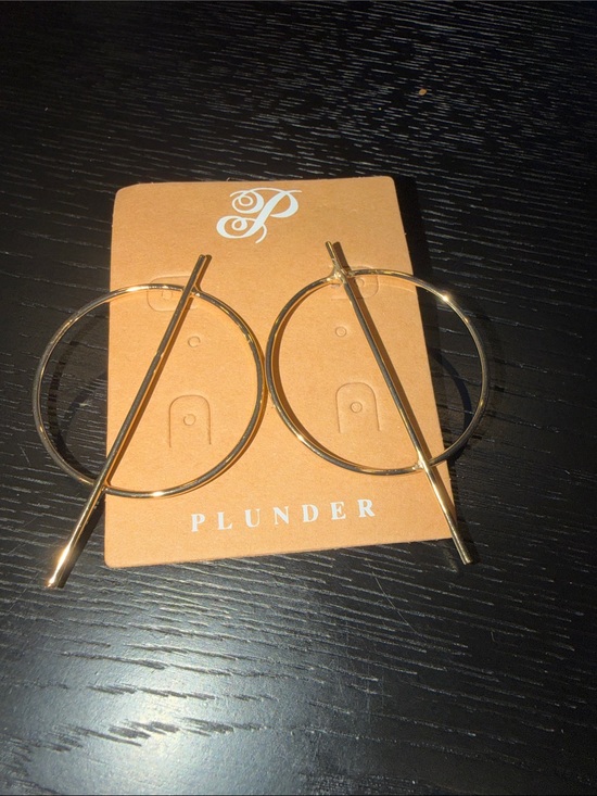Plunder Jewelry - Plunder Gold Circle Hoop Earrings with Bar Accent EAR1